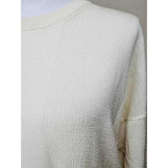 Giglio Rosso Ivory Sz XL Knit Short Sleeve Lightweight Sweater Made In Italy - Picture 3 of 13